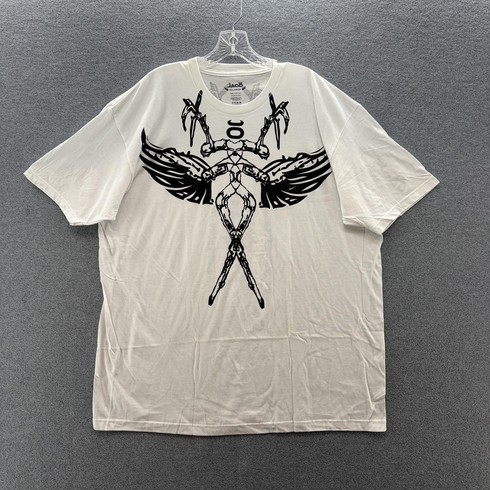 Jaco Shirt Mens 2XL White Jiu Jitsu MMA Skeleton Wing Graphic Tee Made USA
